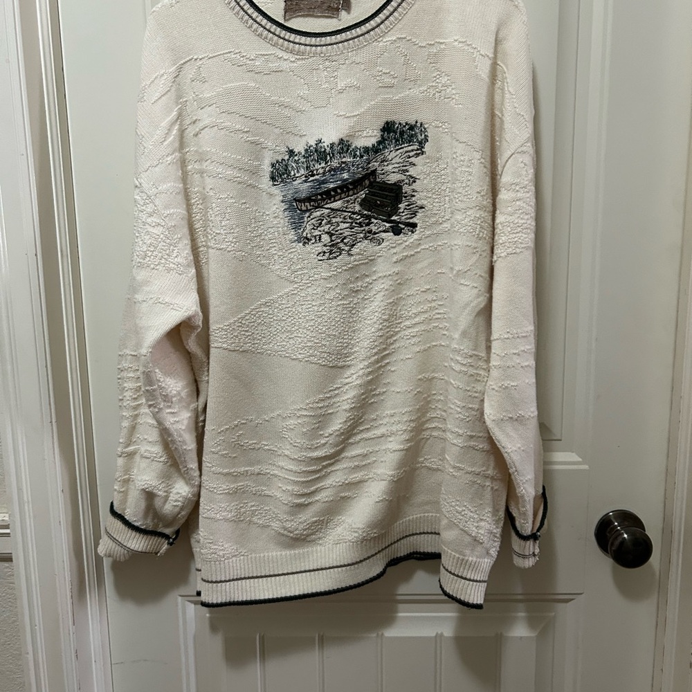 White Sweater with Scenic Design